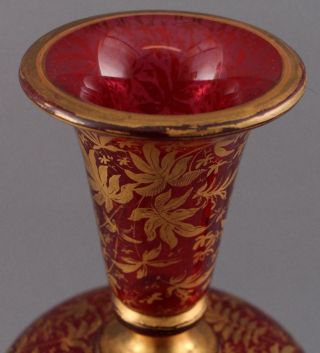 Antique 19thC Victorian Moser Bohemian Enamel Paintings Art Glass Portrait Vases 5