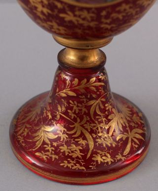 Antique 19thC Victorian Moser Bohemian Enamel Paintings Art Glass Portrait Vases 6