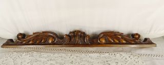 19.  5 " Antique French Hand Carved Pediment Walnut Wood - Salvage