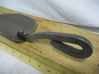 PRIMITIVE Garden Shovel Spade WROUGHT IRON Hand Tool Metal Handle FORGED OLD 2