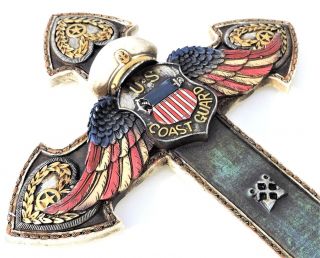 Us Coast Guard Angel Wings Cross 14x 8 1/2 Inches Polyresin