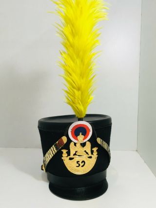 French Napoleonic Shako Helmet Black Color With Yellow Pume