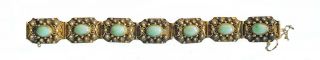 Vintage Chinese Silver Filigree & Jade Cabochon Bracelet,  as found 2