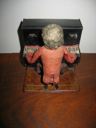 ANTIQUE FERNAND MARTIN PIANO PLAYER AUTOMATON FRANCE PIANIST TINPLATE TIN TOY 2