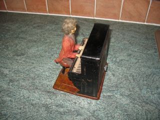 ANTIQUE FERNAND MARTIN PIANO PLAYER AUTOMATON FRANCE PIANIST TINPLATE TIN TOY 3