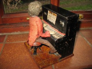 ANTIQUE FERNAND MARTIN PIANO PLAYER AUTOMATON FRANCE PIANIST TINPLATE TIN TOY 6