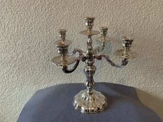 Marked Spanish Sterling Silver 925 Candelabrum Candlestick 5 Light.