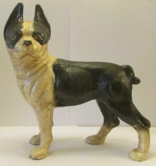 99¢ Starting Bid Rare Facing Left Hubley Cast Iron Boston Terrier Dog Doorstop