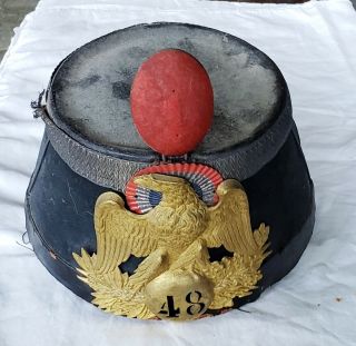 Rare French Shako Brass Eagle Plate Cockade Plume 2nd Republic Military Hat