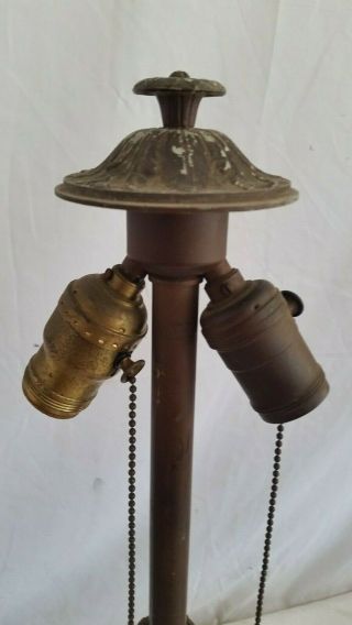 Antique Art Nouveau Table Lamp,  8 Panel Caramel Bent Slag Glass Shade 19 