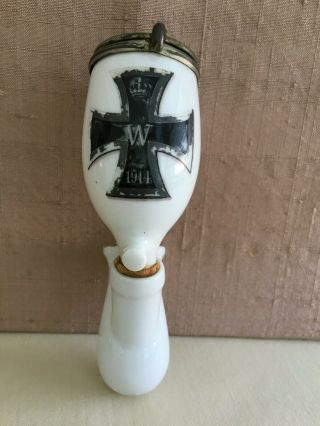 Vintage 1914 WW1 German Porcelain Smoking Pipe Bowl Iron Cross Decal 2