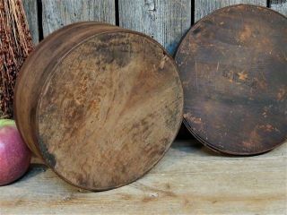 Rare Signed Early Antique Primitive Round Wood Pantry Box Dry Measure AAFA 10