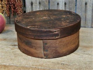 Rare Signed Early Antique Primitive Round Wood Pantry Box Dry Measure Aafa