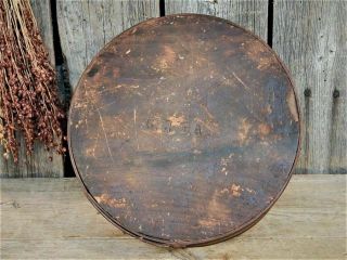 Rare Signed Early Antique Primitive Round Wood Pantry Box Dry Measure AAFA 2