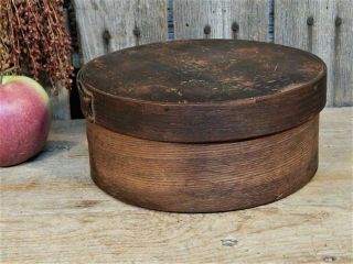 Rare Signed Early Antique Primitive Round Wood Pantry Box Dry Measure AAFA 9