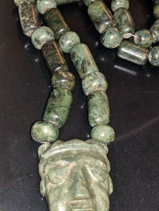 Precolumbian Carved Jade Necklace Pendant And Beads Mayan Aztec,  Mexico 6