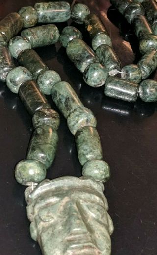 Precolumbian Carved Jade Necklace Pendant And Beads Mayan Aztec,  Mexico 7