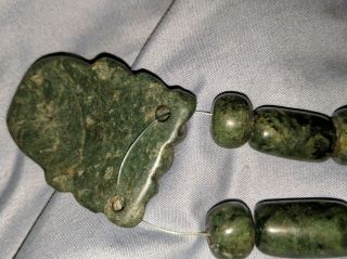 Precolumbian Carved Jade Necklace Pendant And Beads Mayan Aztec,  Mexico 8