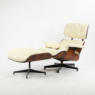 Rare 1956 Herman Miller Eames Lounge Chair & Ottoman 670 671 Boot Glides Ivory 1