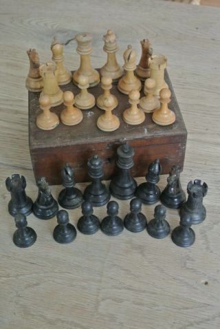 Antique Staunton Chess Set Red Crown Mark Harrwitz Knights Victorian