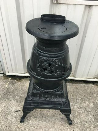 Antique Tropic Cast Iron Pot Belly Wood Coal Stove 40 "