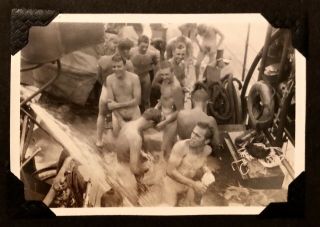 Nude Navy Sailor Boys Showering Naked On Us Ship 1940s Ww2 Photograph