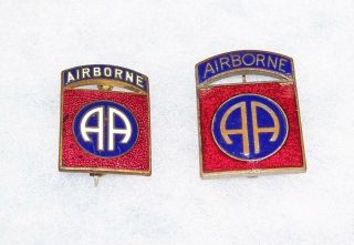 2 Different Ww2 82nd Airborne Division Di Patch Type Crest Badges