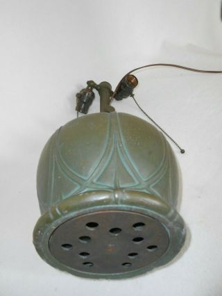 Rare 1920 ' s Bean Pot Lamp Signed Bradley & Hubbard for Slag Glass Shade 2