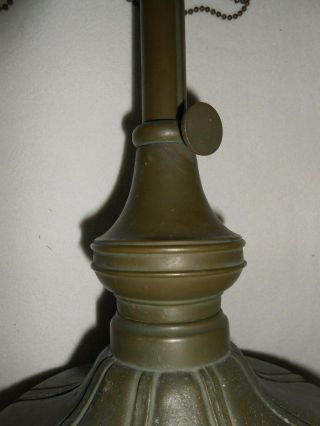 Rare 1920 ' s Bean Pot Lamp Signed Bradley & Hubbard for Slag Glass Shade 3