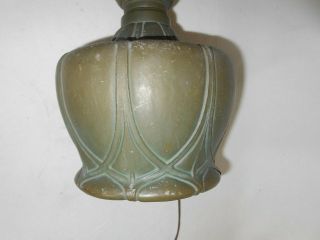 Rare 1920 ' s Bean Pot Lamp Signed Bradley & Hubbard for Slag Glass Shade 4