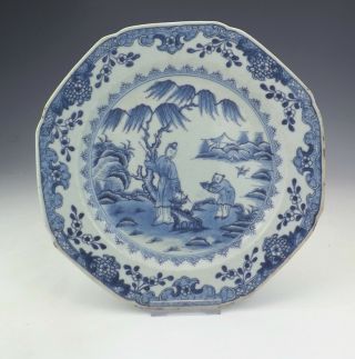 Antique 18th C Chinese Porcelain - Oriental Scene Decorated Plate - Unusual