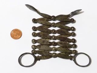 19thc Concertina Extending Grabber Tongs Tool From 4 " To 21 " Long Pub Quiz Item