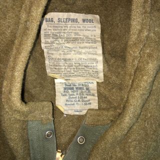 Vtg WWII WW2 Date - 1944 Olive Wool U.  S Army Military Siegmund Werner Sleeping Bag 5