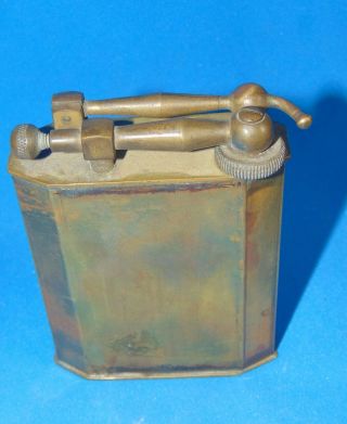 Antique large BRASS LIGHTER WITH MARKS ON BOTTOM SEE.  & FLIP ARM 12