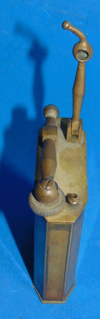 Antique Large Brass Lighter With Marks On Bottom See.  & Flip Arm