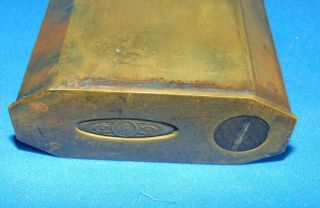 Antique large BRASS LIGHTER WITH MARKS ON BOTTOM SEE.  & FLIP ARM 9