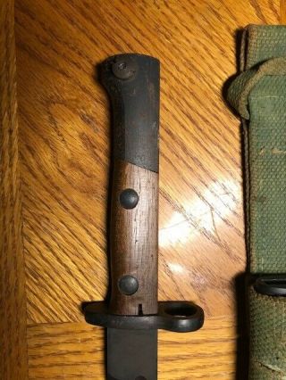 WWI style bayonet 1907? w/ scabbard and canvas frog, . 3