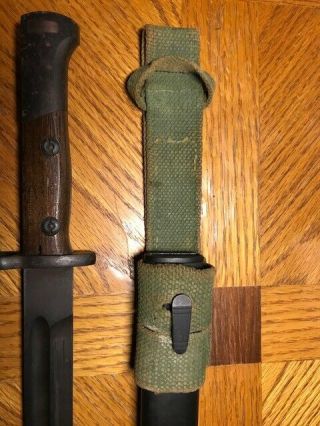 WWI style bayonet 1907? w/ scabbard and canvas frog, . 4