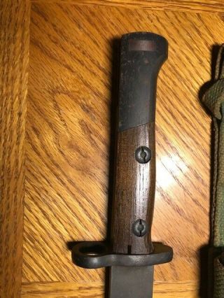 WWI style bayonet 1907? w/ scabbard and canvas frog, . 5