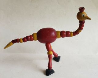 Antique Jointed Wood Ostrich,  Painted Character Toy,  Circa 1920s