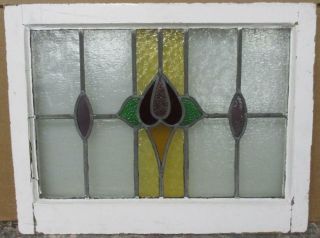Mid Sized Old English Leaded Stained Glass Window Pretty Floral 23.  25 " X 18.  25 "