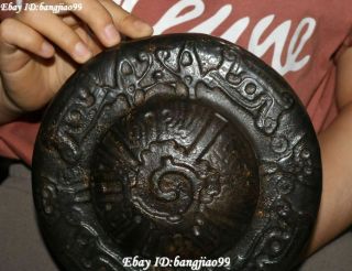 Hongshan Culture Meteorite Iron (black magnet) Sided Totem Beast Pattern Statue 2