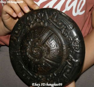 Hongshan Culture Meteorite Iron (black magnet) Sided Totem Beast Pattern Statue 5