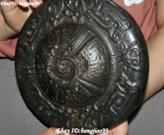 Hongshan Culture Meteorite Iron (black magnet) Sided Totem Beast Pattern Statue 6