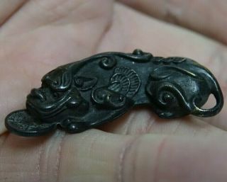 Very Fine Quality Old Chinese Bronze Mythical Beast With Coin - Very Rare - L@@k