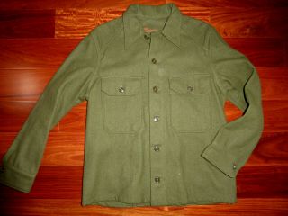 US Korean War Era OG Olive Green 108 Wool Field Shirt Sz MEDIUM M1952 Dated 1953 10