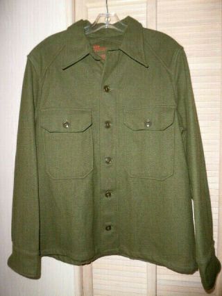 US Korean War Era OG Olive Green 108 Wool Field Shirt Sz MEDIUM M1952 Dated 1953 11