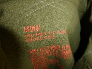 US Korean War Era OG Olive Green 108 Wool Field Shirt Sz MEDIUM M1952 Dated 1953 2