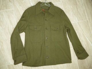 US Korean War Era OG Olive Green 108 Wool Field Shirt Sz MEDIUM M1952 Dated 1953 3