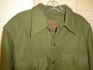 US Korean War Era OG Olive Green 108 Wool Field Shirt Sz MEDIUM M1952 Dated 1953 5